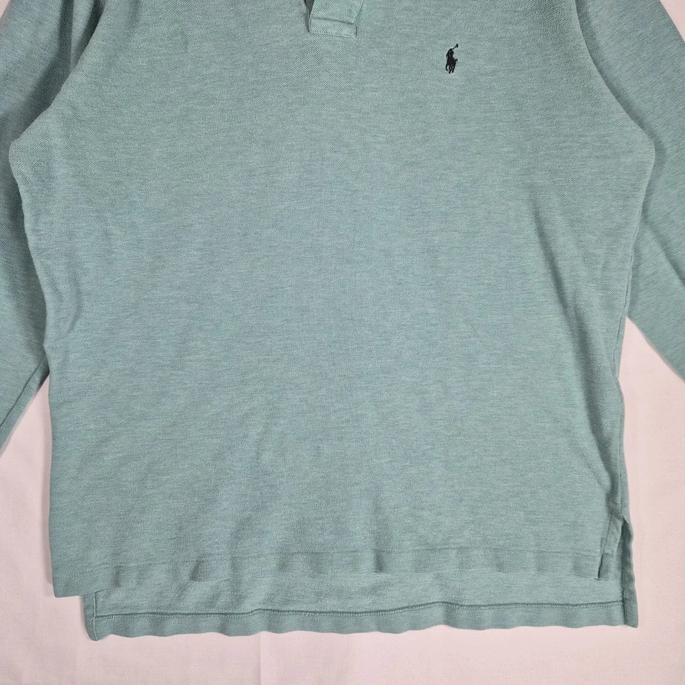 Polo Ralph Lauren Men's Long Sleeve Polo Shirt Aqua Mint Green Cotton Size Large